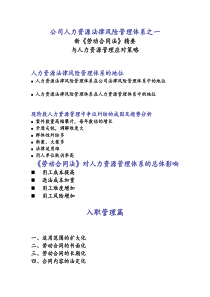 公司人力资源法律风险管理体系之一