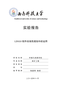 运筹学上机实践报告(LINGO软件)