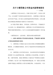 关于小额贷款公司资金风险管理报告