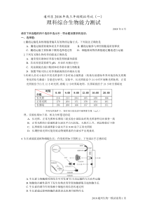 2018.4通州区高三理综生物一模及答案