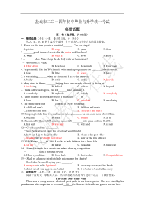 江苏省盐城市2014年中考英语试卷及答案(word版)