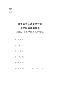 青年拔尖人才支持计划自然科学类申报书模板