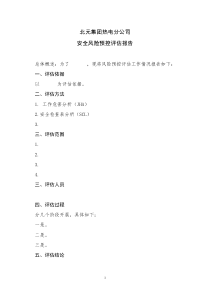 北元集团公司安全风险预控评估报告-最终热电