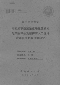 南四湖下级湖浓度场数值模拟与风险评价及新薛河人工湿地对洪水位