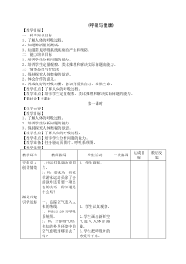 四年级科学下册《呼吸与健康》教学设计