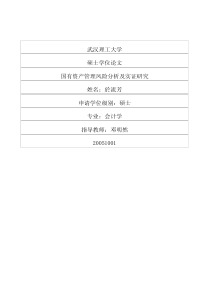 国有资产管理风险分析及实证研究