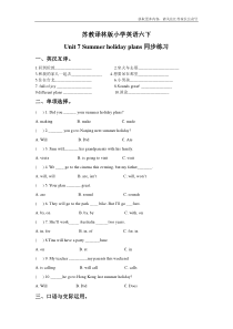 苏教译林版小学英语六下 Unit 7 Summer holiday plans 同步练习