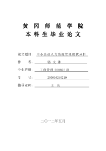 中小企业人力资源管理现状分析