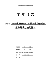 会计电算化软件在使用中存在的问题和解决办法的探讨+潘蒙xiu目录修正版