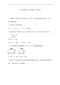 2020-2021学年山东省菏泽市中考数学二模试卷及答案解析