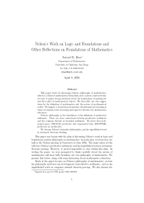 Nelson’s Work on Logic and Foundations and Other R