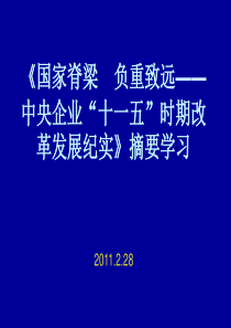 《国家脊梁 负重致远——中央企业“十一五”时期改革发展纪实》摘要