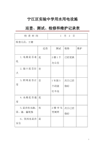 实验中学供水供电系统设施巡查、测试、检修和维护记录表