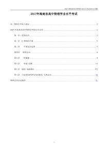 2017年海南省高中物理会考知识点讲解