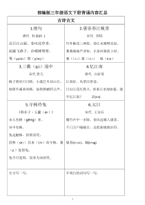 部编版三年级语文下册背诵内容汇总