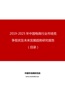 2019年中国电商行业市场竞争现状及未来发展趋势研究报告目录