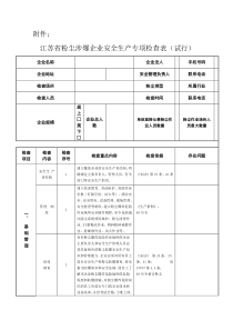 江苏省粉尘涉爆企业安全生产专项检查表(试行)