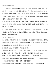 青岛版科学四年级上册科学复习资料(全册)