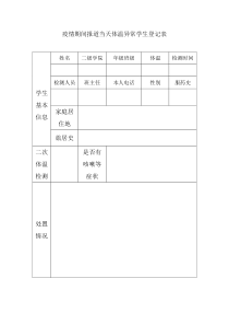 疫情期间报道当天体温异常学生登记表