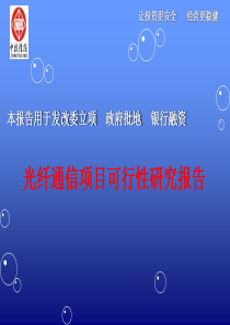 光纤通信项目可行性研究报告(精)