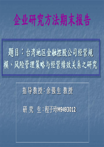 控股公司经营规模、风险管理策略与经营绩效关系之研究