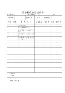 冲床精度检查表