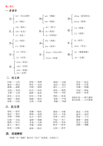 部编版小学语文四年级下册第二单元知识点汇总