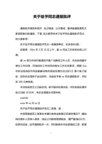 关于给予同志通报批评