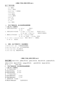 人教版小学英语三年级上册各单元知识点