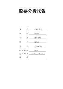 股票投资分析报告