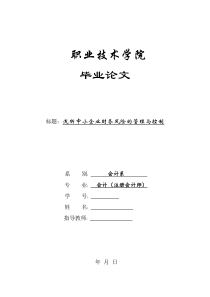 浅析中小企业财务风险的管理与控制