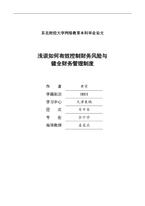 浅谈如何有效控制财务风险与健全财务管理制度