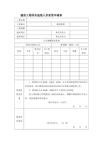 建设工程项目监理人员变更申请表