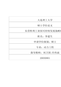 东营胜利工业园可持续发展战略研究