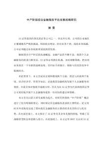 中产阶级综合金融平台发展战略研究