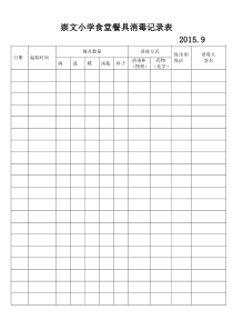 幼儿园食堂餐具消毒记录表