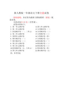 2018-2019年新人教版小学1一年级语文下册全程测评试卷(全套)-已转档