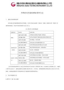 织物防水性能检测标准和方法