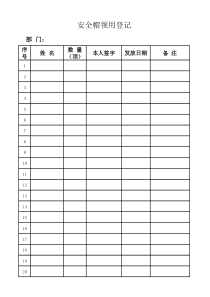 安全帽领用登记表