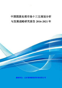 中国固废处理市场十三五规划分析与发展战略研究报告201