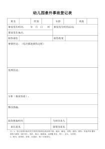 幼儿园意外事故登记表(1)