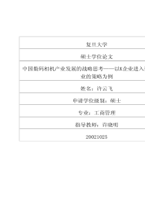 中国数码相机产业发展的战略思考——以k企业进入数码相机产业的策略为例