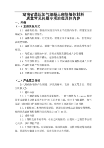 湖南省蒸压加气混凝土砌块墙体材料质量常见问题专项治理具体内容