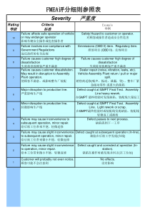 FMEA评分细则参照表