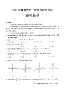 2020年甘肃省第一次高考诊断考试理科数学试卷(扫描版含答案)