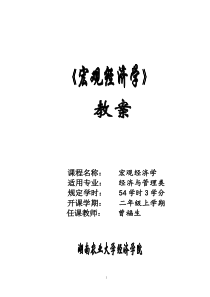 宏观经济学教案：完整版