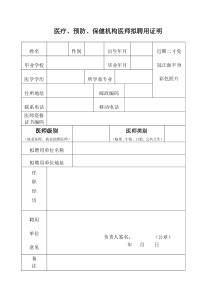 医疗、预防、保健机构医师拟聘用证明