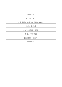 中国联通沅江分公司发展战略研究