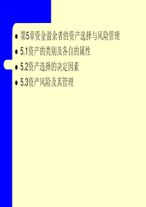 金融学PPT—资金盈余者的资产选择与风险管理