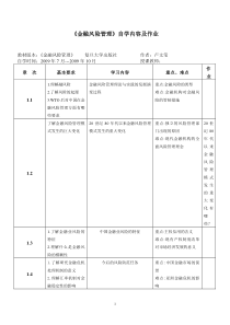 金融风险管理自学内容及作业